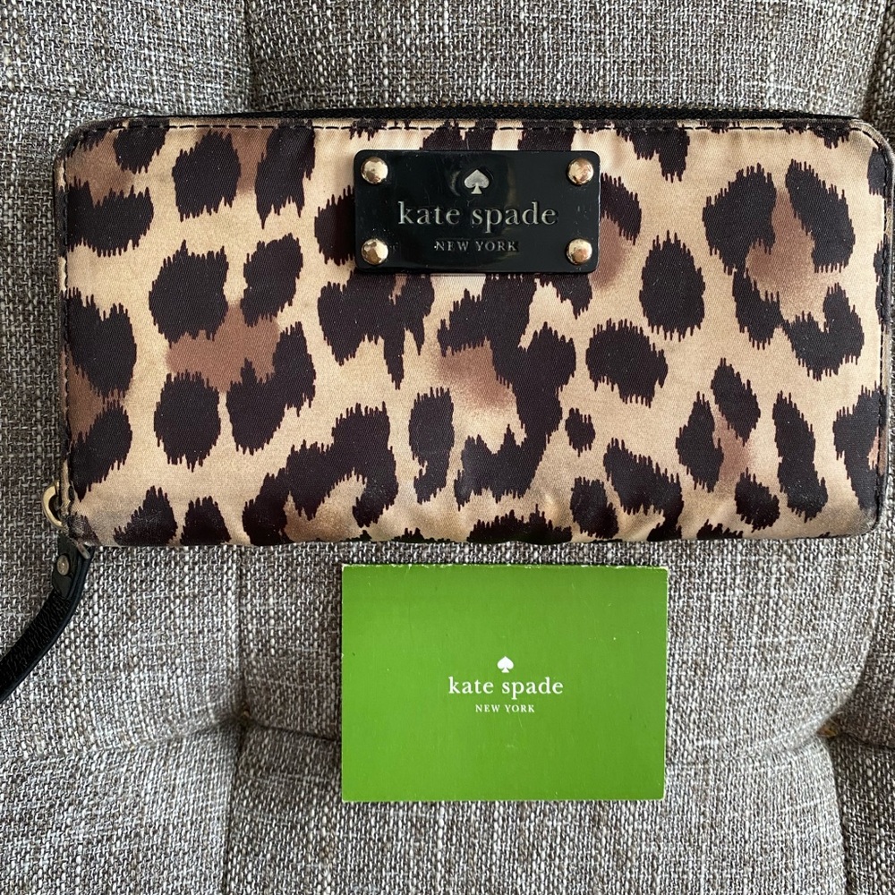 Kate Spade Zip Around Wallet with Leopard Print